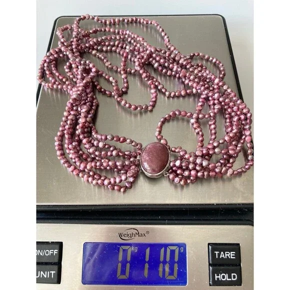 925 gemstone clasp 8 layers freshwater pearl Necklace